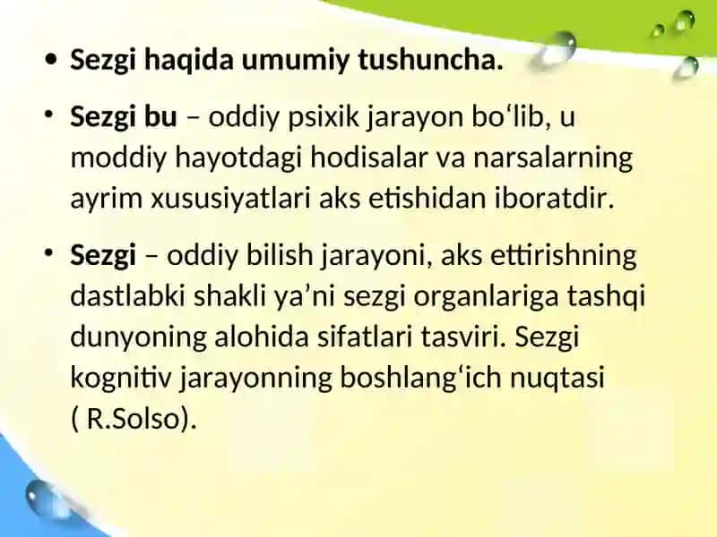 Sezgi uning xususiyatlari 2