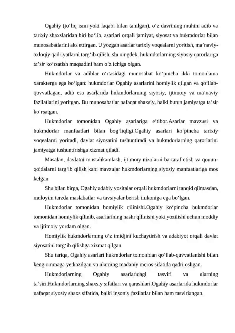 OGAHIY ASALARIGA HUKMDORLAR MUNOSABATLARI 2