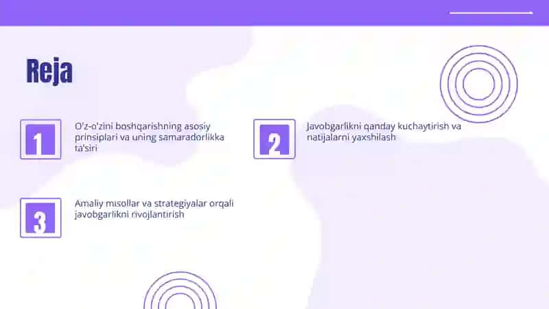 Öz özini boshqarish va samaradorlik uchun javobgarlik 2