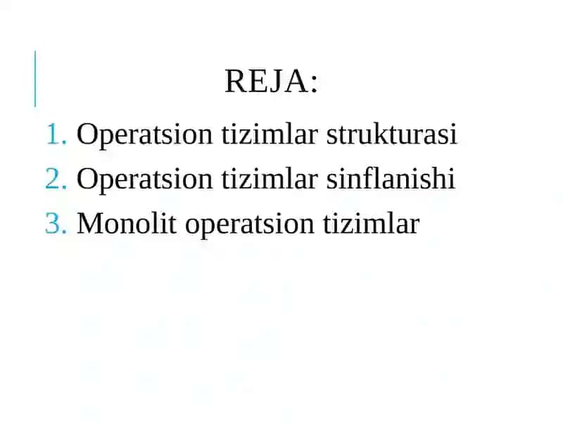OPERATSION TIZIMLAR SINFLANISHI 2