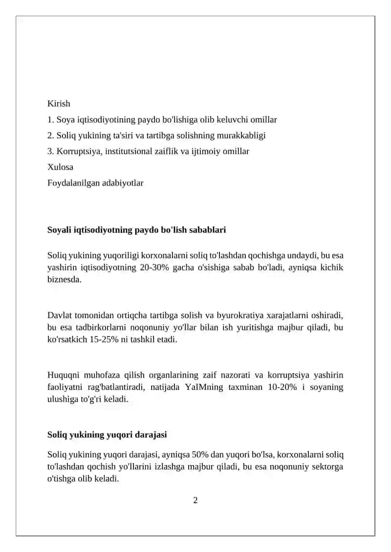 Hufyona iqtisodiyotning kelib chiqish sabablari 2