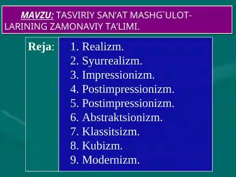 TASVIRIY SAN’AT MASHG`ULOTLARINING ZAMONAVIY TA’LIMI 2