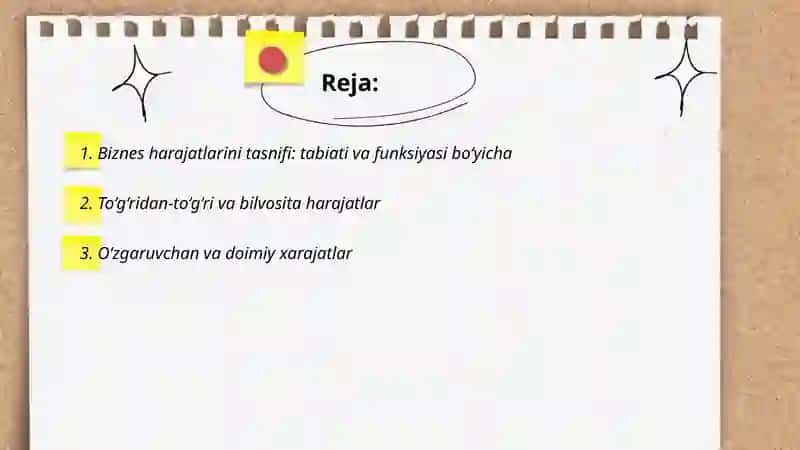 Biznes harajatlarini hisobga olish va taqsimlash 2