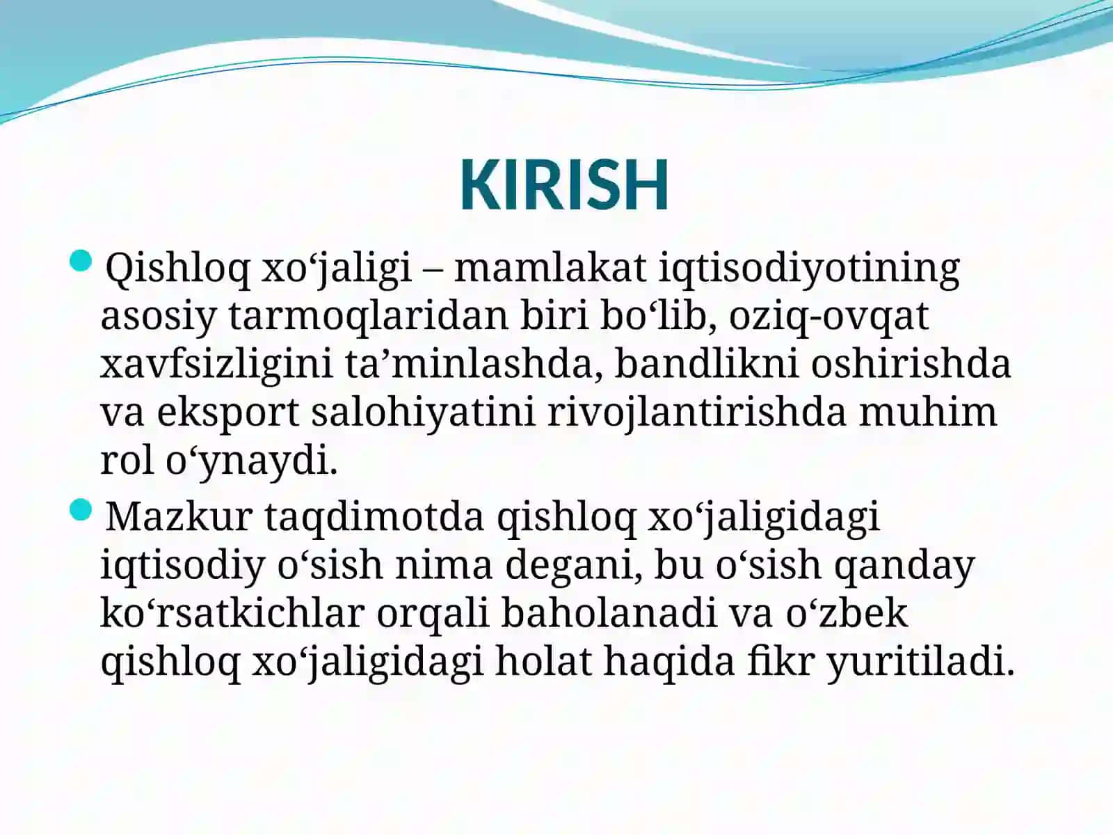 Qishloqxo‘jaligi-iqtisodiyo‘sish ko‘rsatkichlari 2