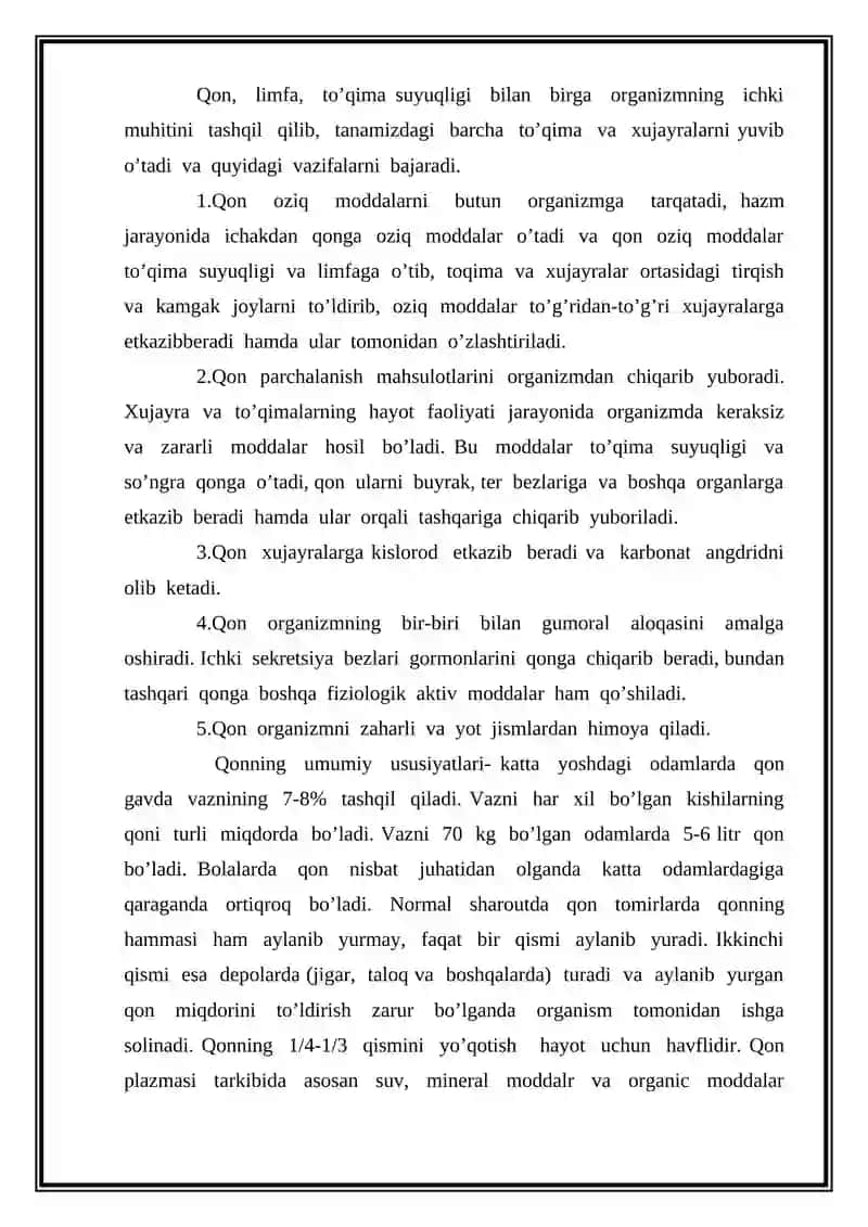 QON AYLANISH SISTEMASINING FIZIK ASOSLARI 2
