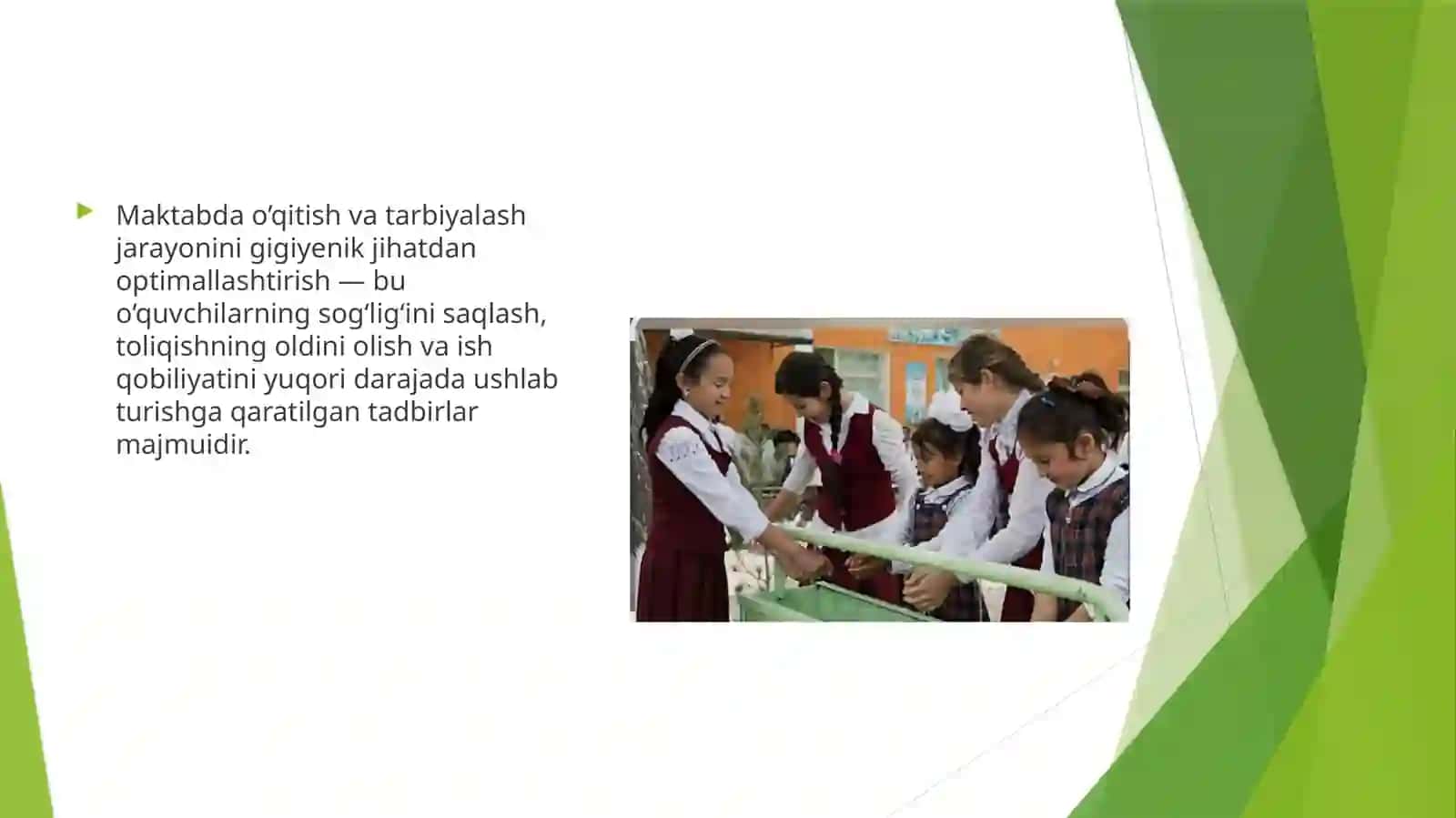 Maktabda o‘qitish va tarbiyalash sharoitlarining gigiyenik optimallashtirish asoslari 2