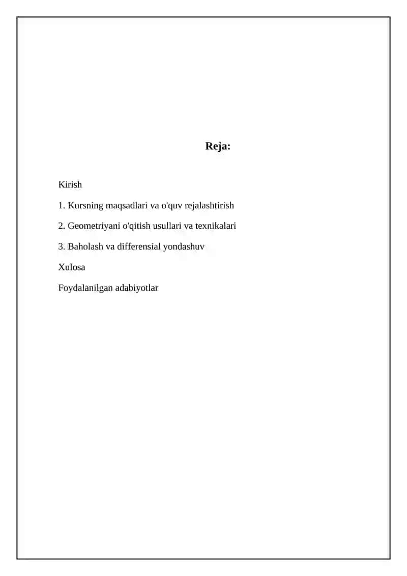 Maktabda geometriya elementlari kursining o'qitish metodikasi 2