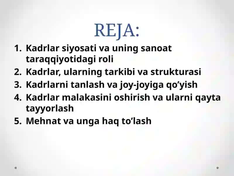 SANOATDA KADRLAR VA MEHNATGA HAQ TO’LASH 2