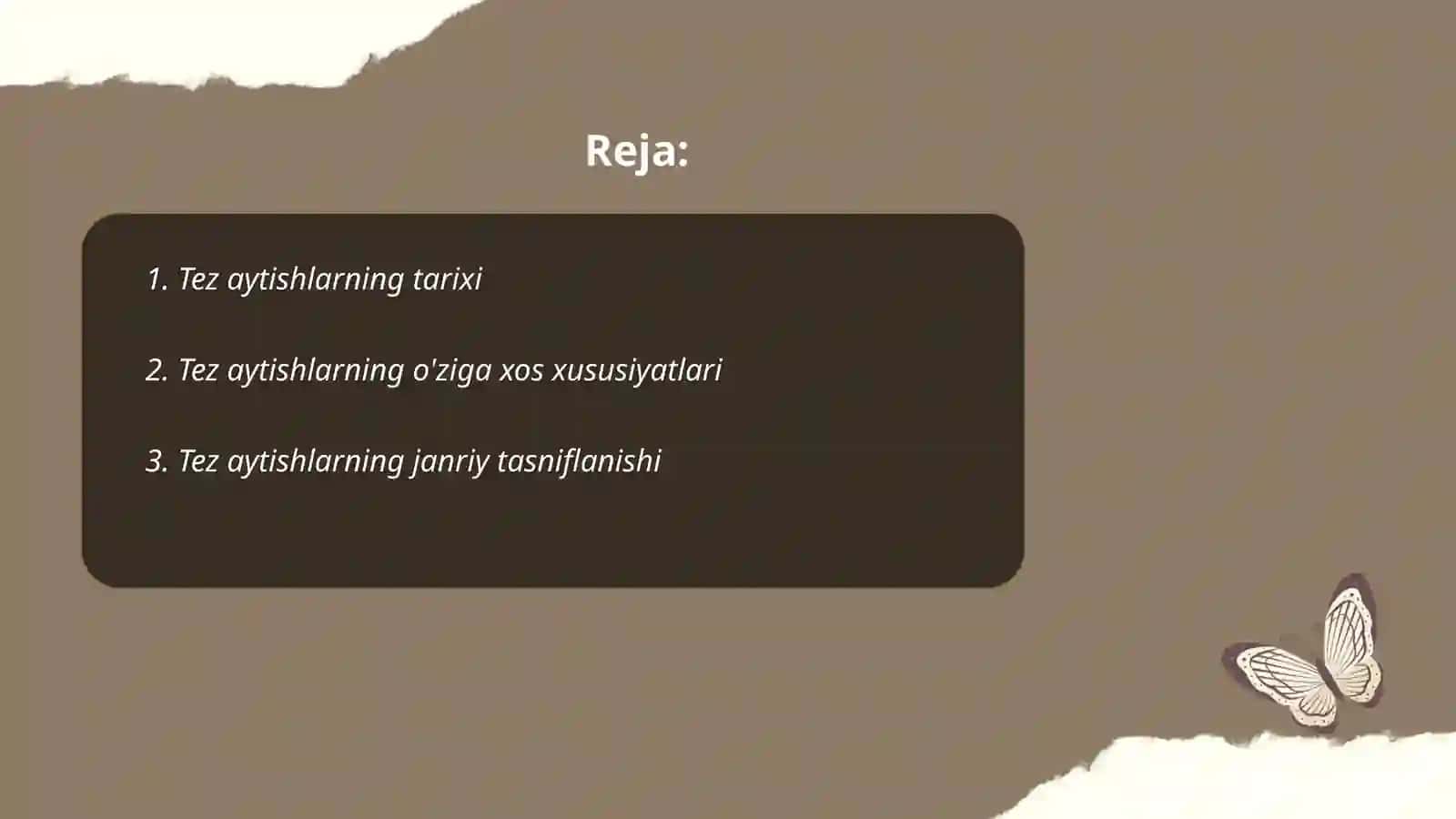 Tez aytishlarning janriy tasnifi 2