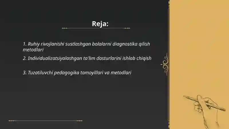 Ruhiy rivojlanishi sustlashgan bolalar ta`lim tarbiyasi 2