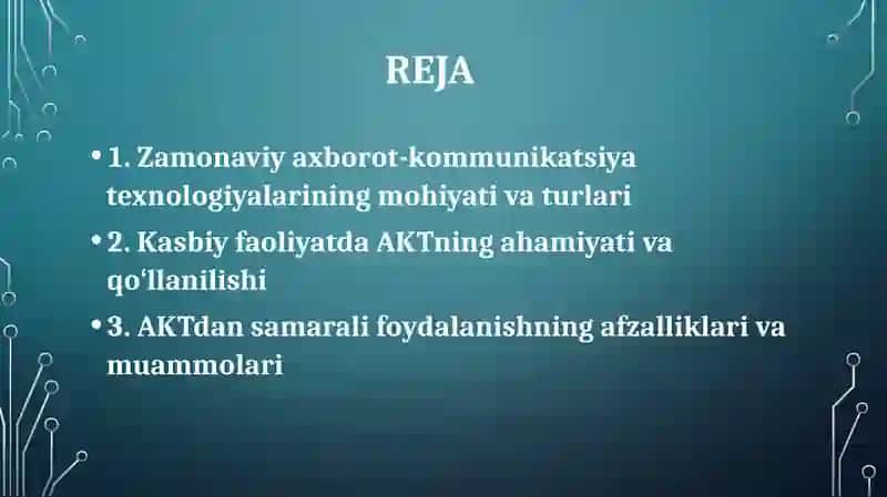 Kasbiy faoliyatda zamonaviy axborot - komunikatsiya texnologiyalaridan foydalanish.p 2
