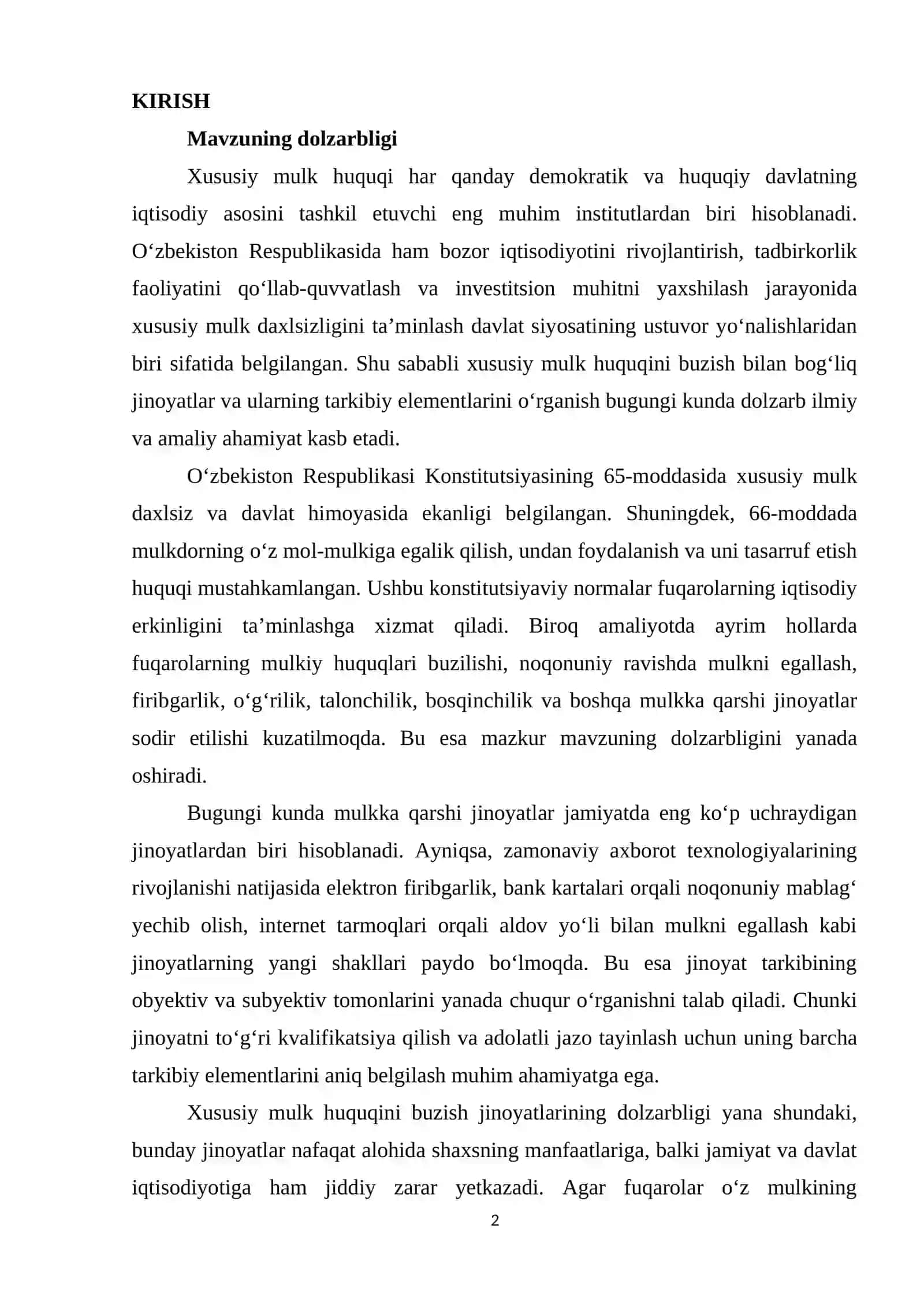Xususiy mulk huquqini buzish jinoyatning tarkibiy elementlari 2