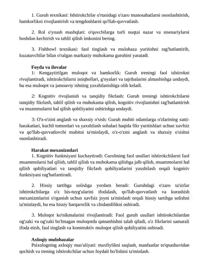 Psixologik Trening Psixologik Faoliyatda Guruhiy Faol Usul Sifatida 2