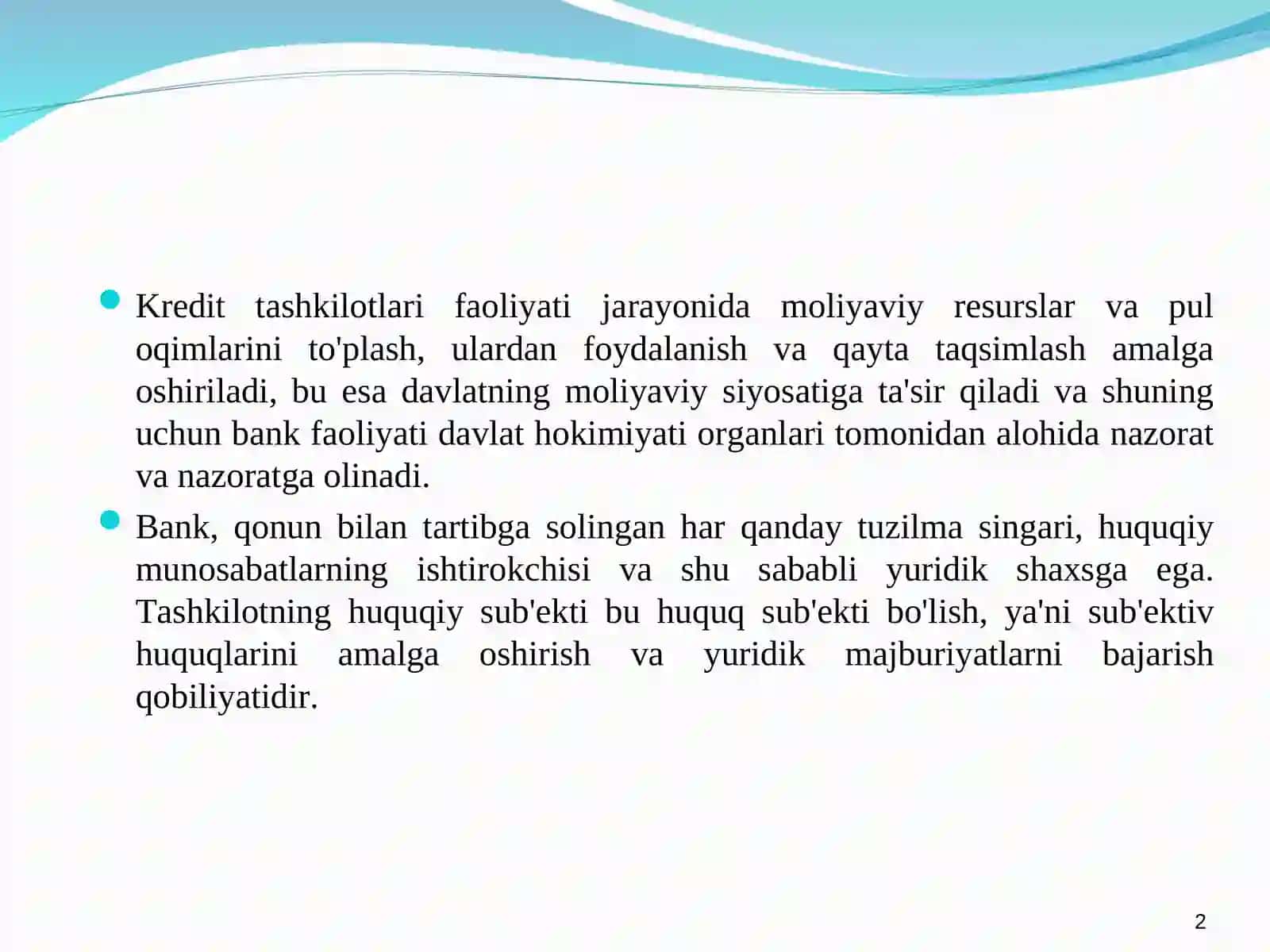 Xalqaro bank faoliyatini tartibga solish 2