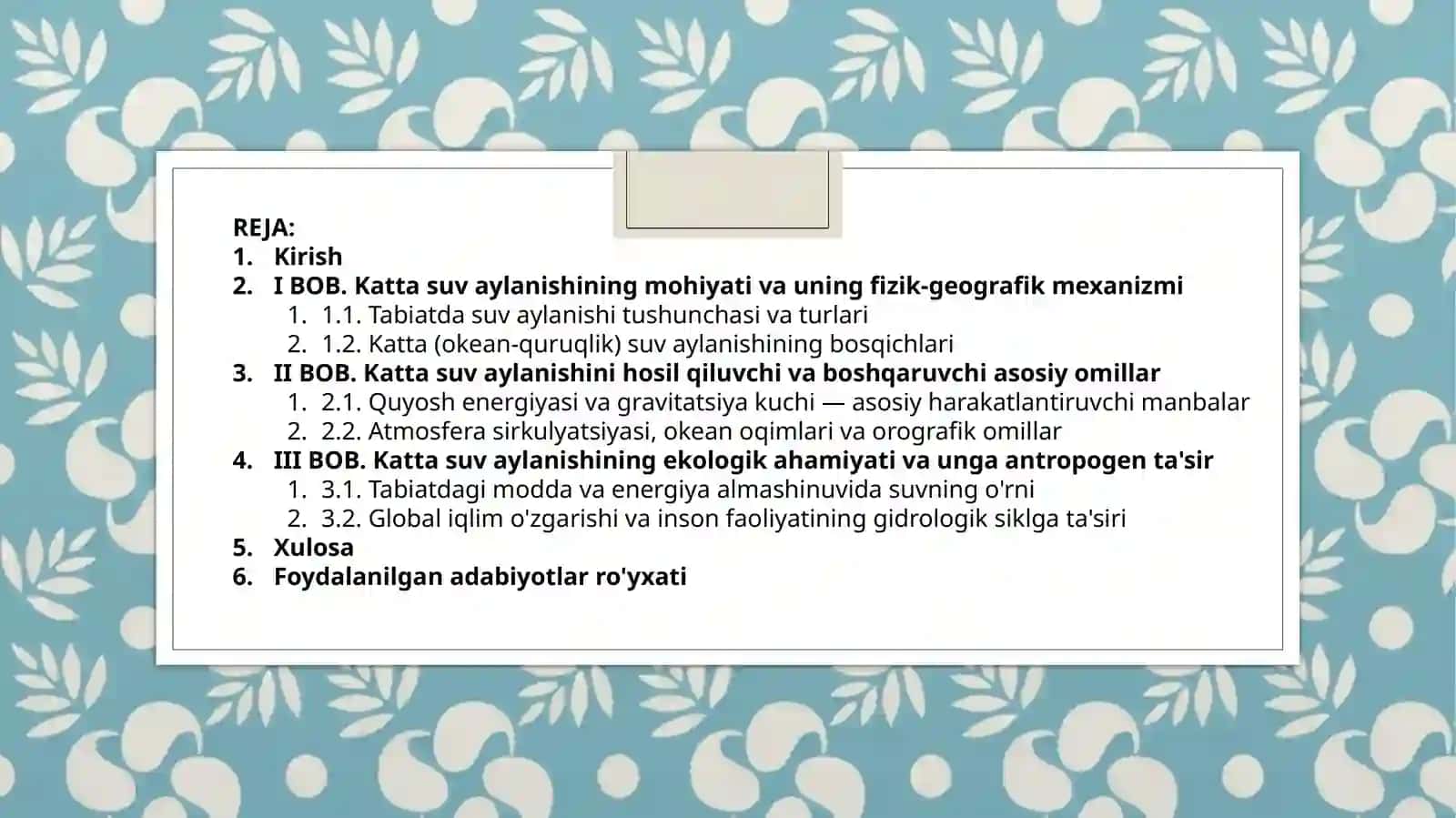 Katta suv aylanishi va uni hosil qiluvchi omillar 2