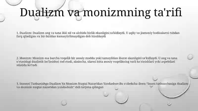 Insonni Tushunishga Dualizm Va Monizm Nuqtai Nazaridan Yondashuv 2