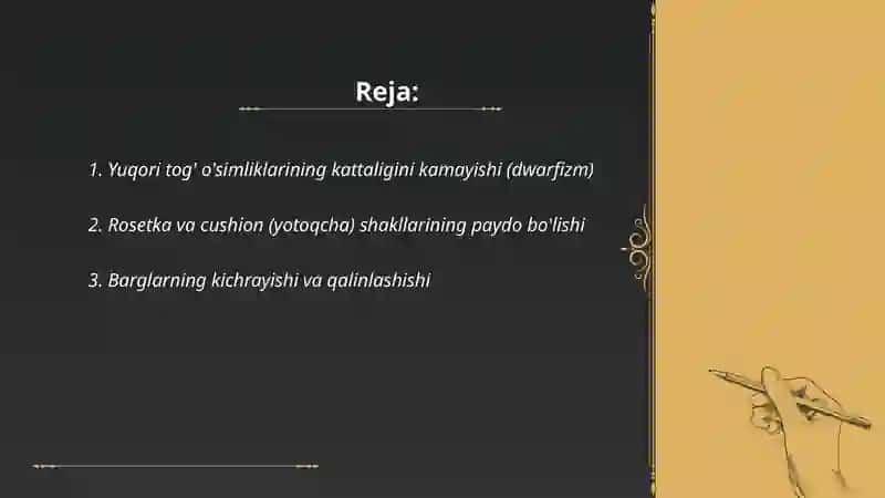 Yuqori Togʼ oʼsimliklarining xos xususiyati 2