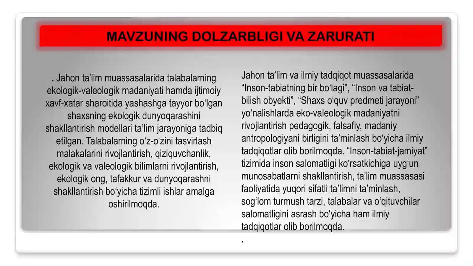 BO‘LAJAK BOSHLANG‘ICH SINF O‘QITUVCHILARINING EKOLOGIK-VALEOLOGIK MADANIYATINI RIVOJLANTIRISH 2