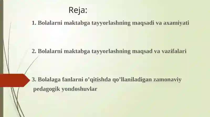 Bolalarni maktabga tayyorlashda fanlarni o’qitish metodikasi 2