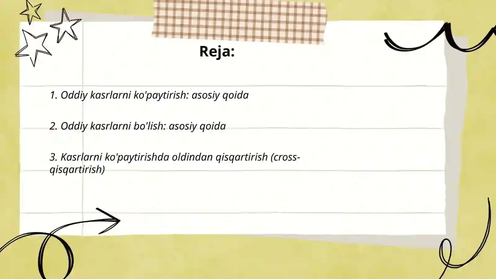 Oddiy kasrlarni ko'paytirish va bo'lish 2
