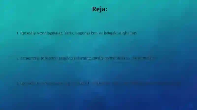 Iqtisodiy texnologiyalar 2