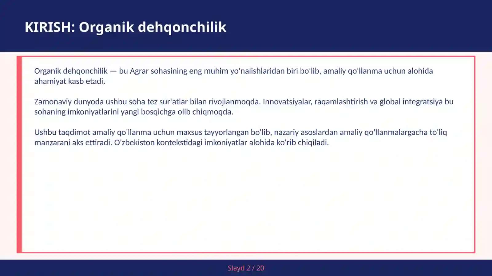 Organik dehqonchilik 2