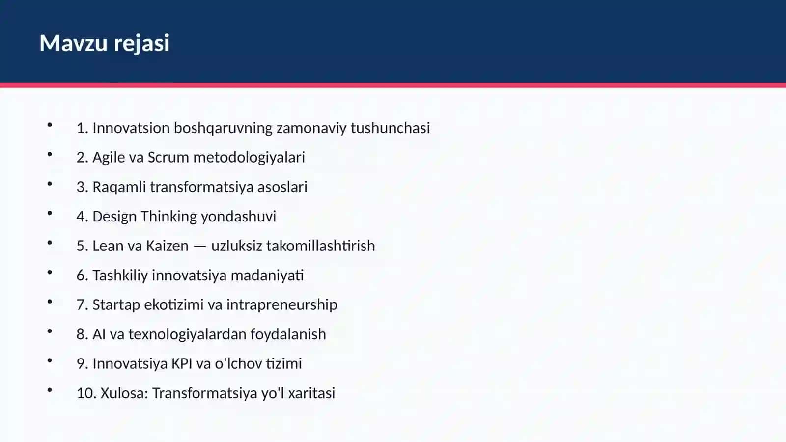 Innovatsion Boshqaruv Yondashuvlari va Transformatsiya 2