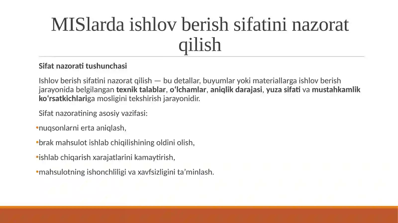 MISlarda ishlov berish sifatini nazorat qilish 2