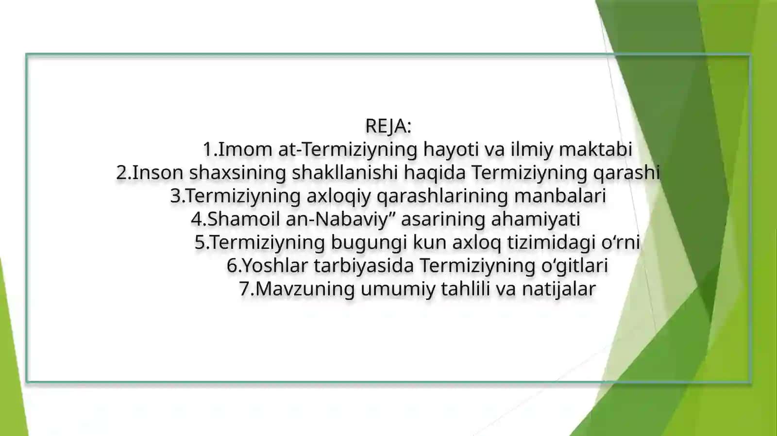 Imom at - Termiziy inson shaxsining axloqiy qiyofasi to' g'risida 2