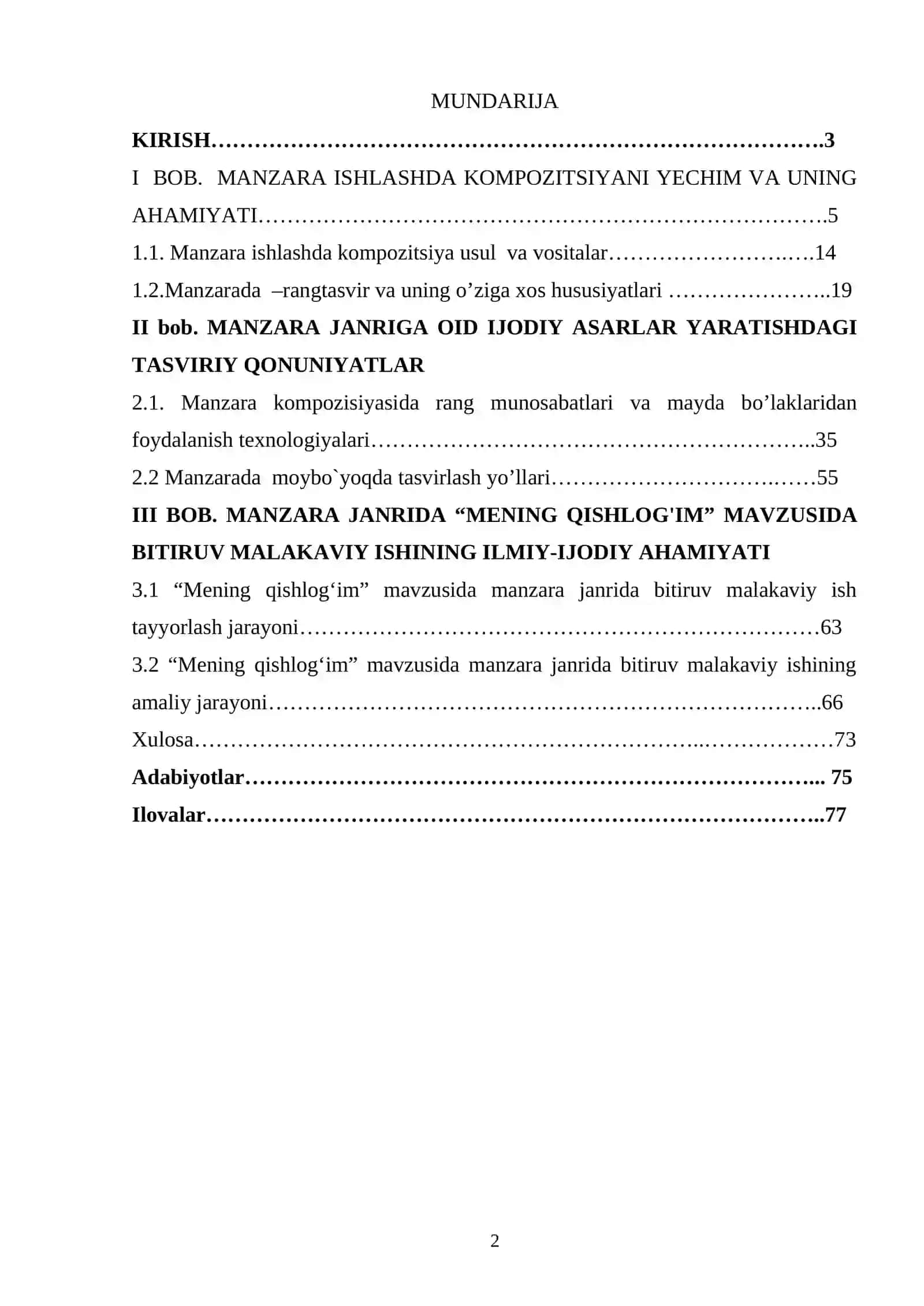 « MENING QISHLOG'IM KOMPAZITSIYASI » mavzusidagi BITIRUV MALAKAVIY ISHI 2