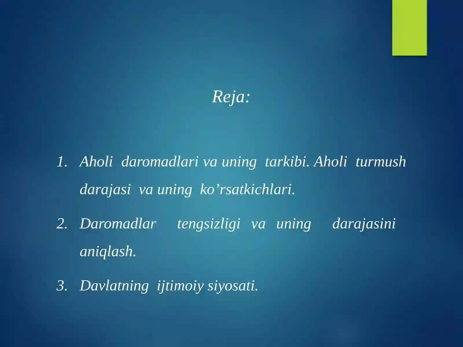 Aholi daromadlari va davlatning ijtimoiy siyosati 2
