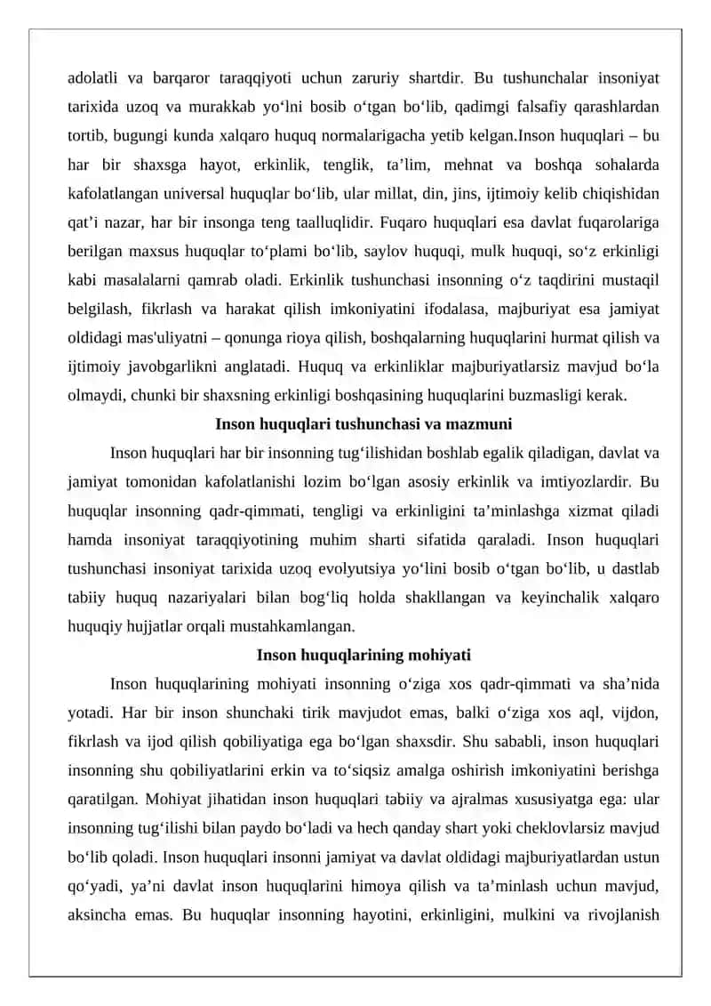 Inson huquqlari va fuqaro huquqlari, erkinlik va majburiyat tushunchalari 2