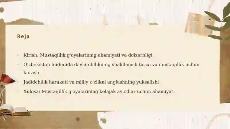 O'zbekistonda mustaqillik g'oyalarining tarixiy asoslari 2