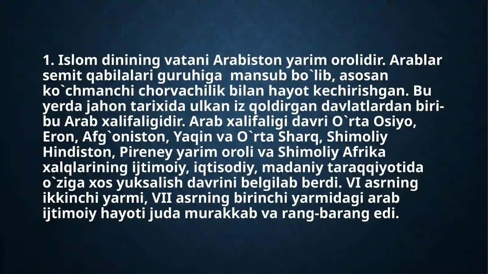 Arablarning O`rta Osiyoni istilo qilishi 2