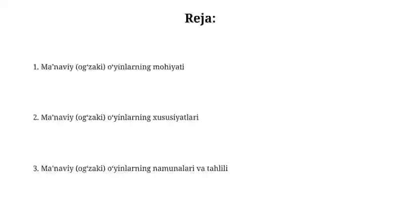 Ma'naviy (og'zaki) o'yinlarning mohiyati 2