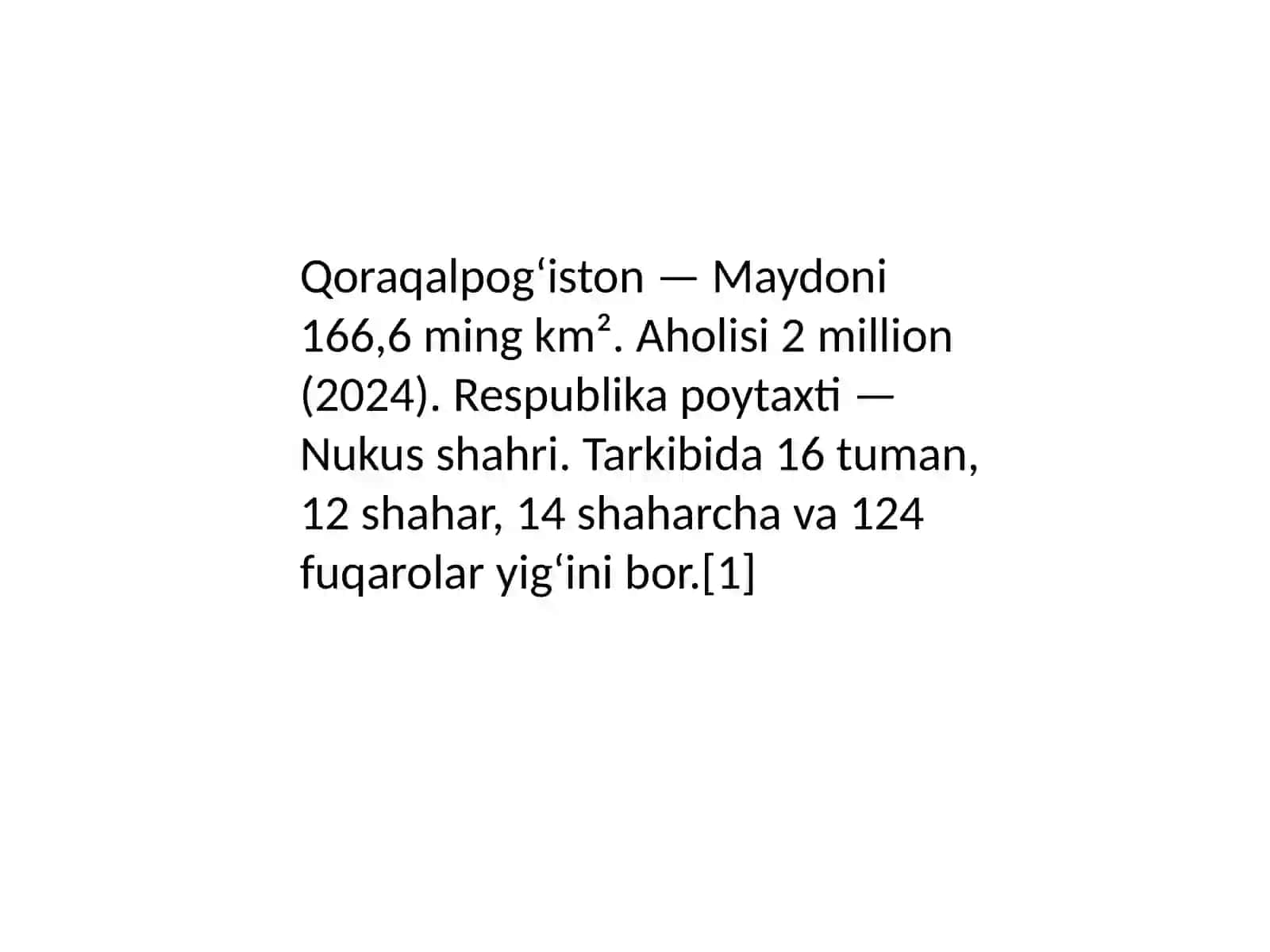 Qoraqalpogʻiston Respublikasining shahar joylari geografiyasi 2