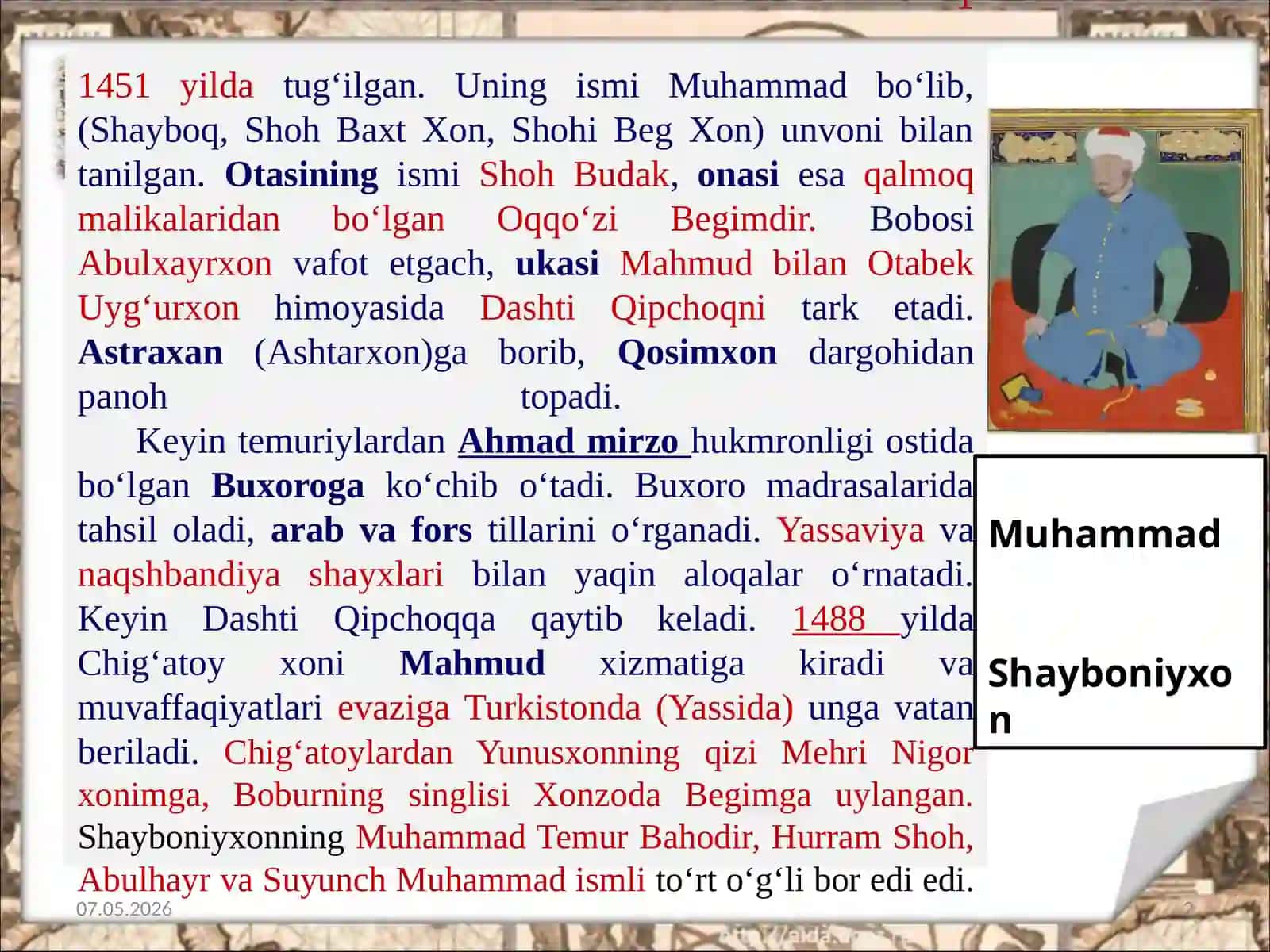 Movarounnahr va Xuroson dashayboniylar hukmronligining o‘rnatilishi. Buxoro xonligining tashkil topishi va siyosiy tarixi 2