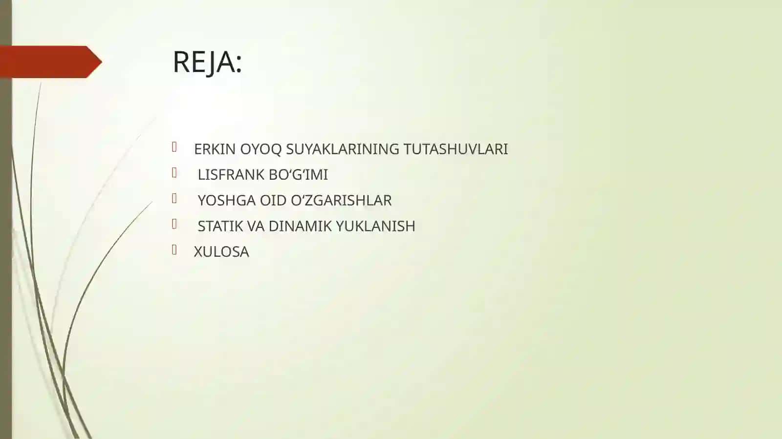 ERKIN OYOQ SUYAKLARINING TUTASHUVLARI 2