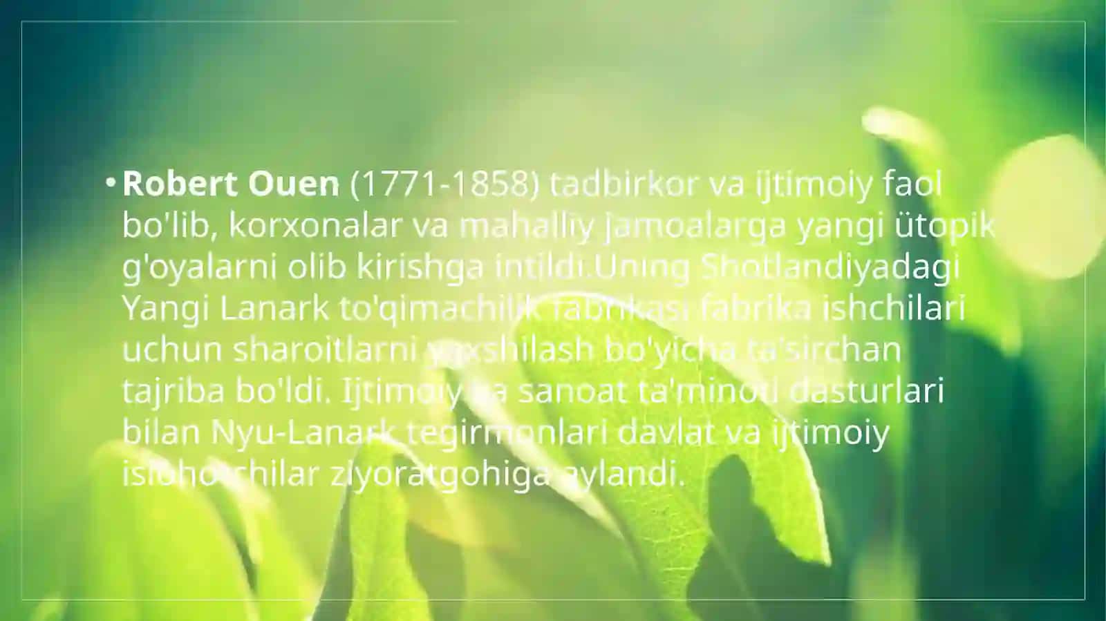 ROBERT OUENNING IJODIY FAOLIYATI 2
