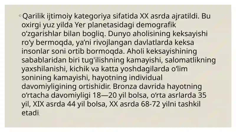 Qarilikning biologik jabhalari 2