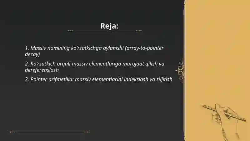 pointer va massiv orasidagi bog'liqligi 2