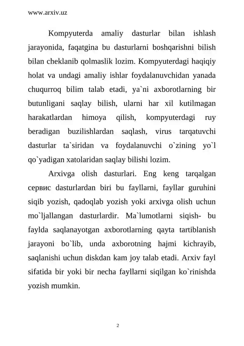 Arxivga olish dasturlari 2