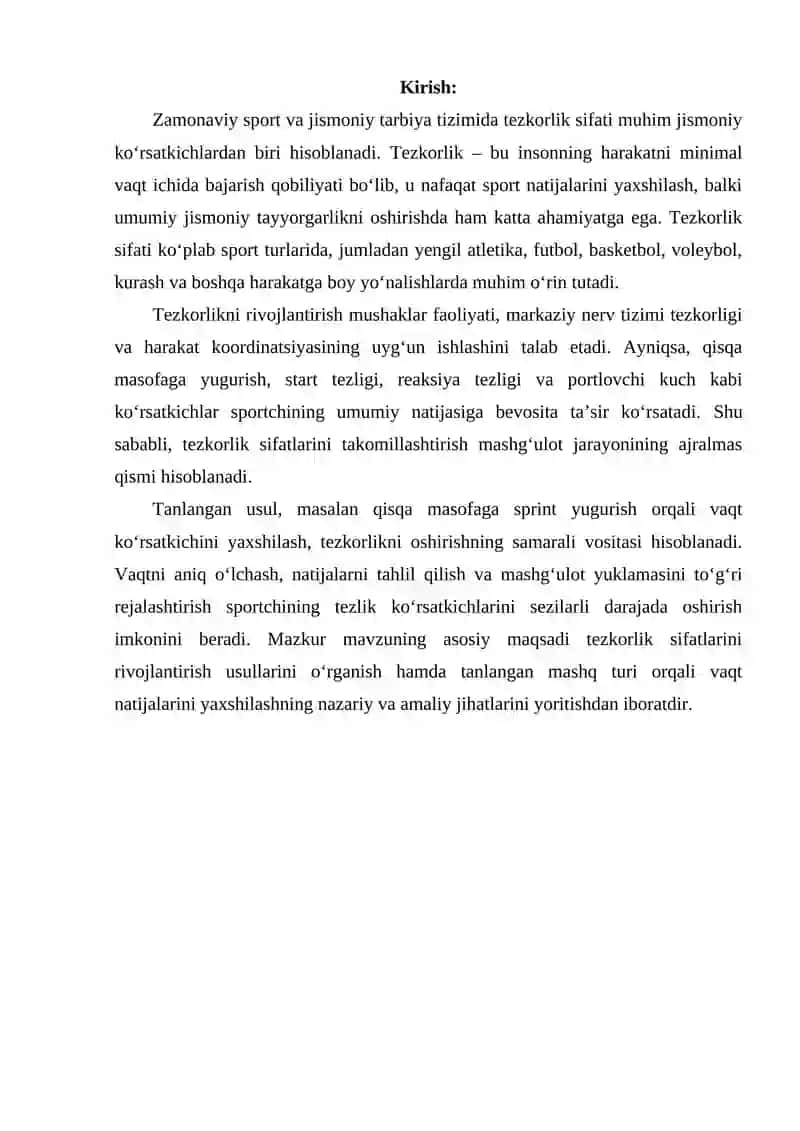 Tezkorlikni rivojlantirishning dolzarbligi 2
