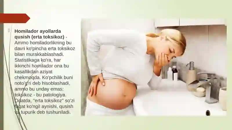 Homiladorlar ko‘ngil aynishi va qusishi 2