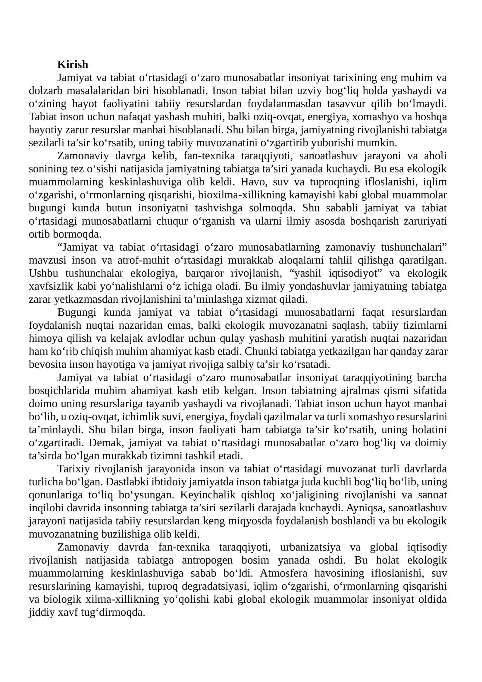 Jamiyat va tabiat ortasidagi ozaro munosabatlarni zamonaviy tushunchalari 2