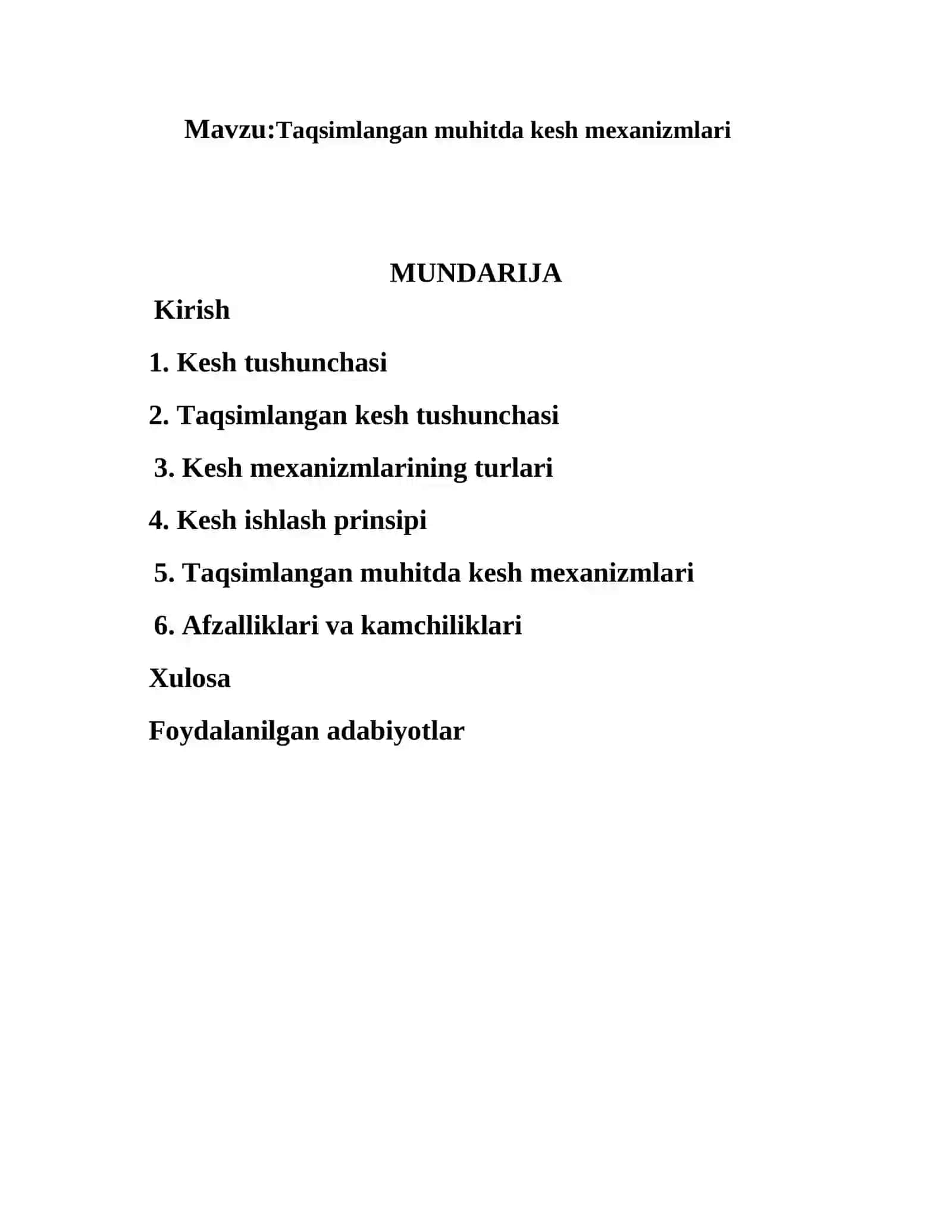 Taqsimlangan muhitda kesh mexanizmlari 2