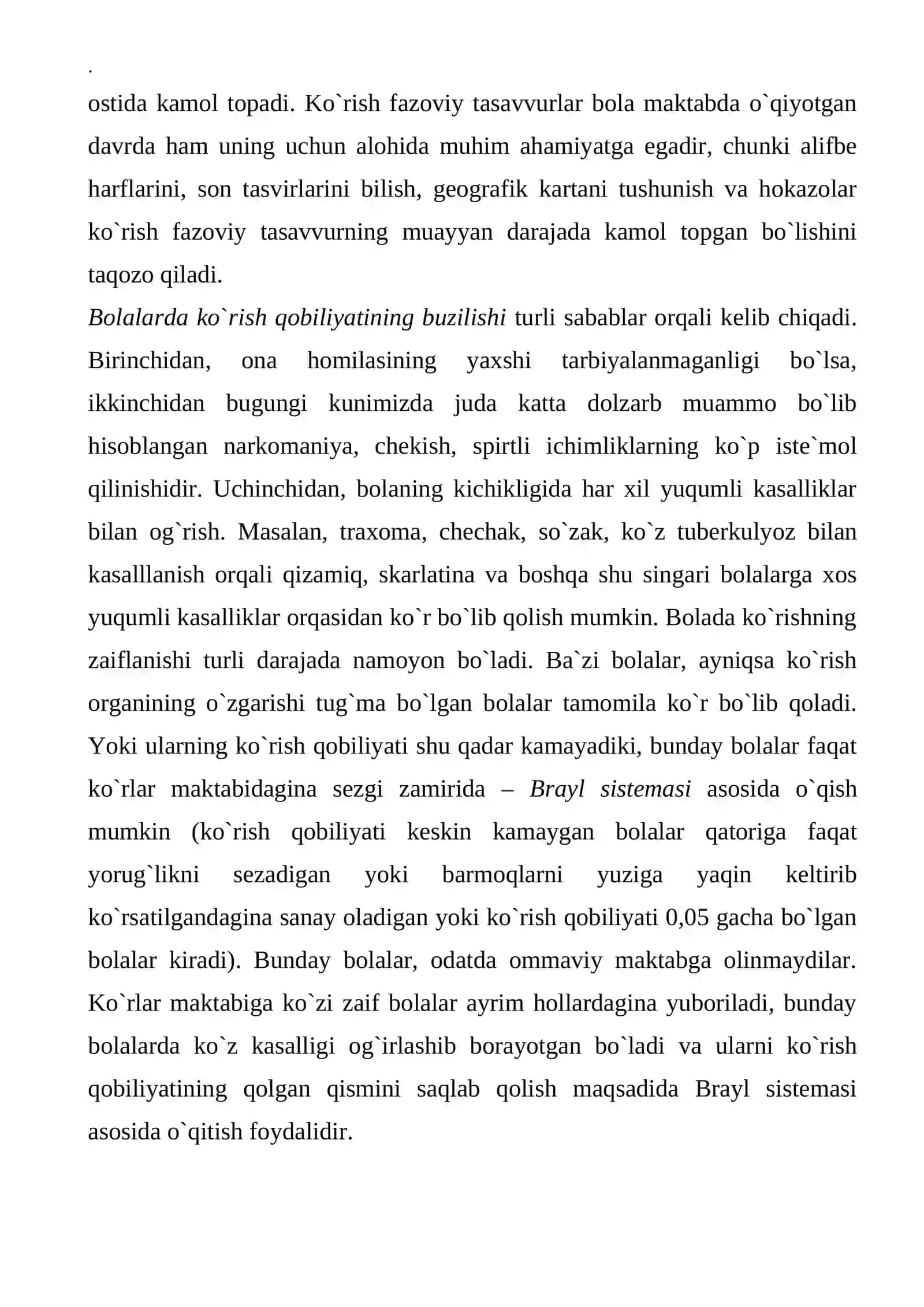 Fizioterapiya. Koʻrishida nuqsoni boʻlgan bolalarning psixologo-pedagogik tasnifi 2