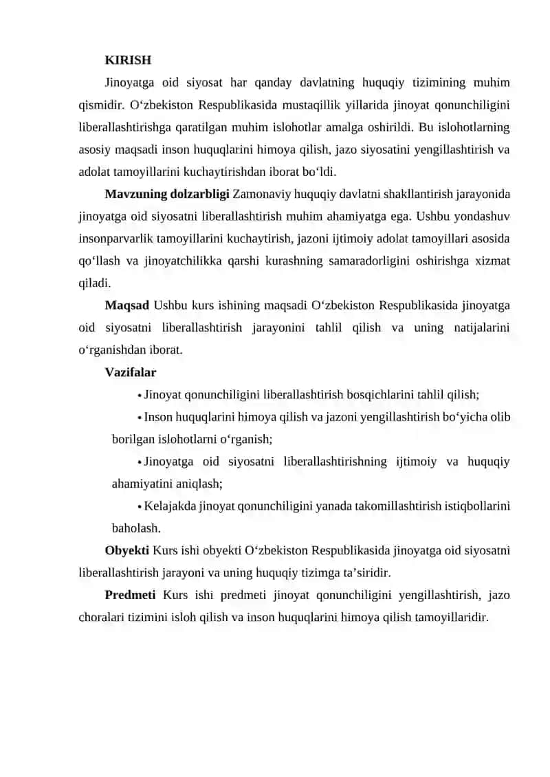 JINOYATGA OID SIYOSATNI LIBERALLASHTIRISH 2