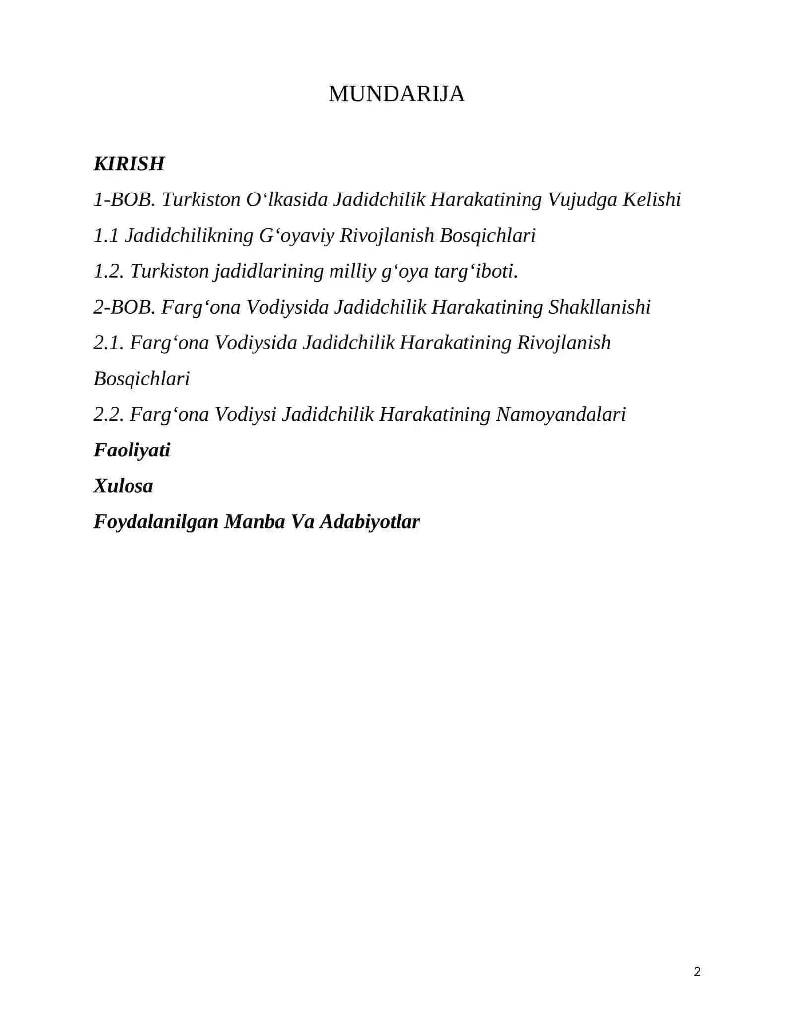 Turkiston oʻlkasida jadidchilik harakati namoyondalarining faoliyati. (Fargʻona jadidlari hayoti misolida) 2