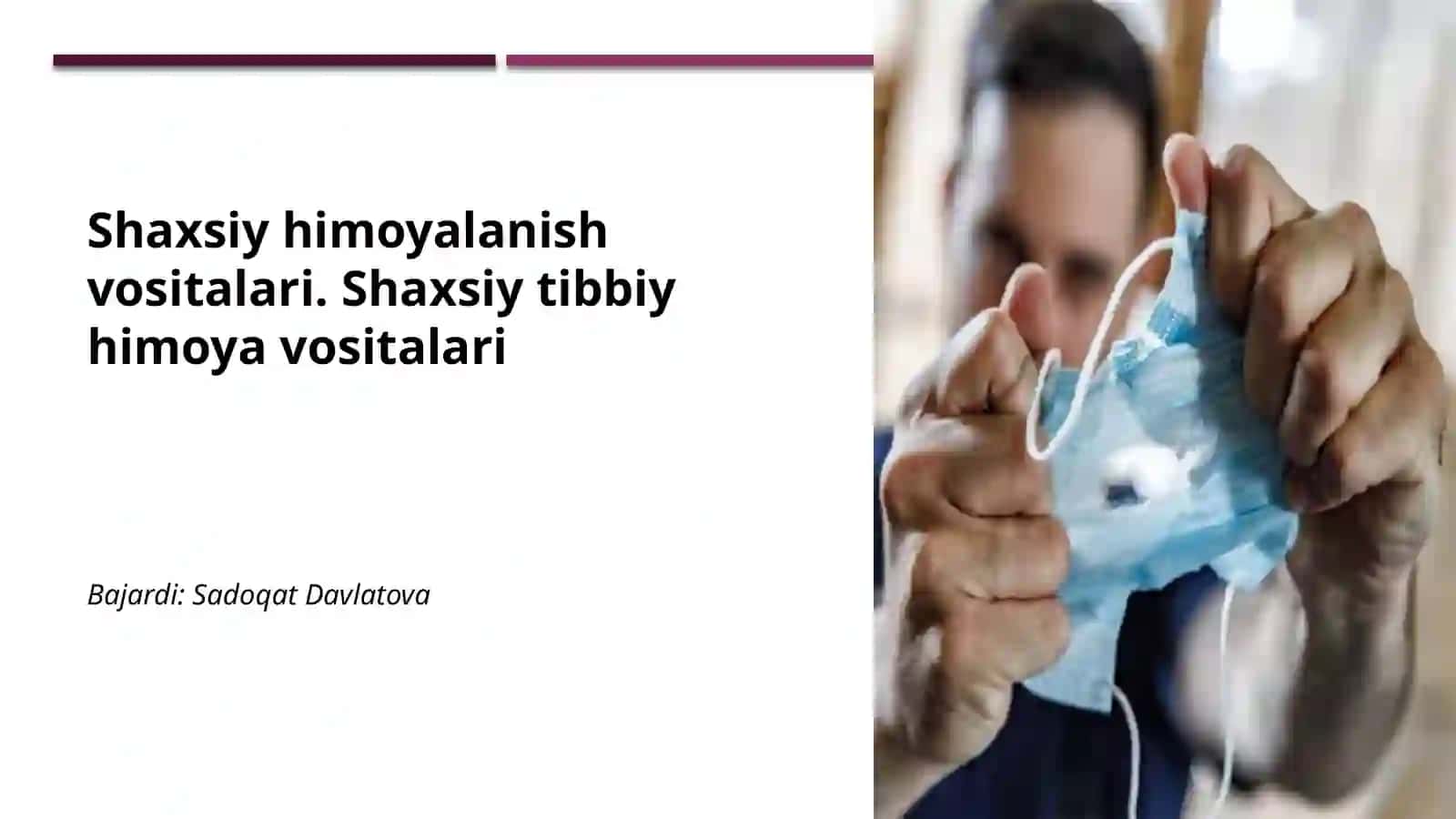 Shaxsiy himoyalanish vositalari. Shaxsiy tibbiy himoya vositalari 2
